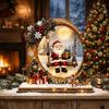 Moon Shape Christmas Ornaments Wooden Christmas Decoration Swing Santa Claus Decoration  For Office