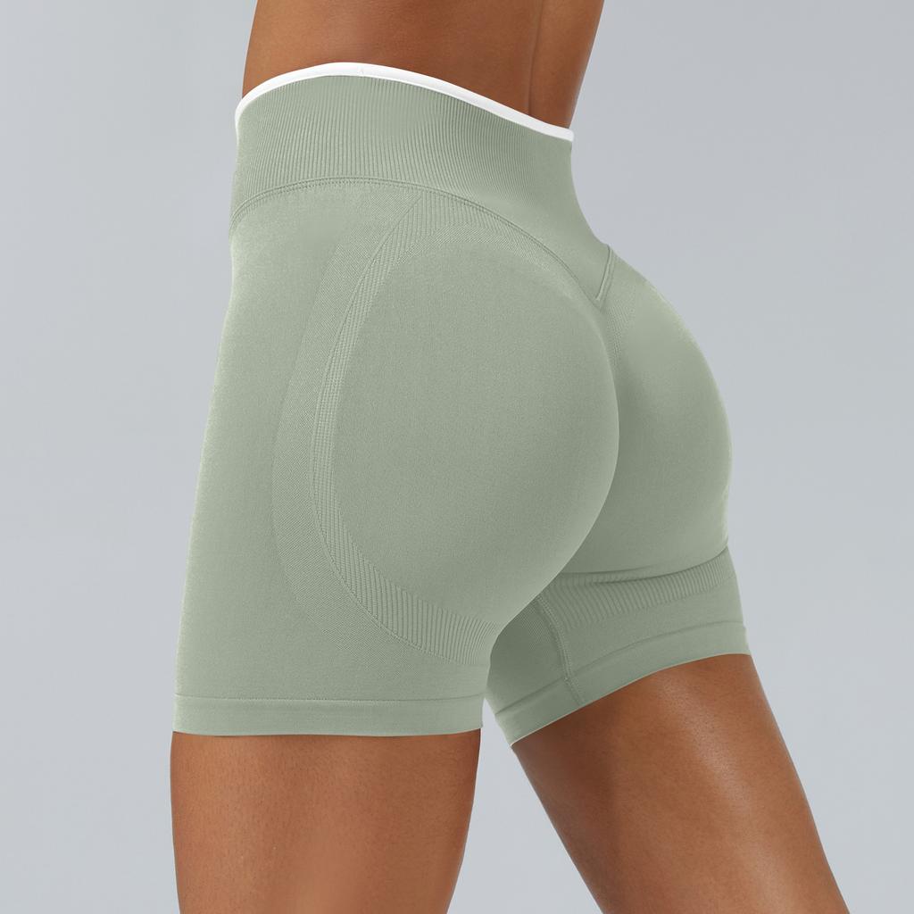 Women's Casual Hip,lifting Seamless Color Block Yoga Fitted Sports Shorts