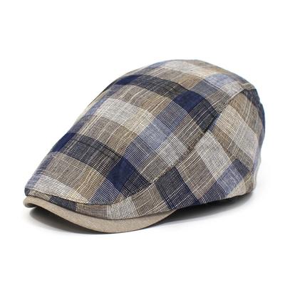 New Flat Top Newsboy Caps Adjustable Plaid Pattern Peaked Cap British Design Cotton Painter Beret Hats Four Seasons Wear