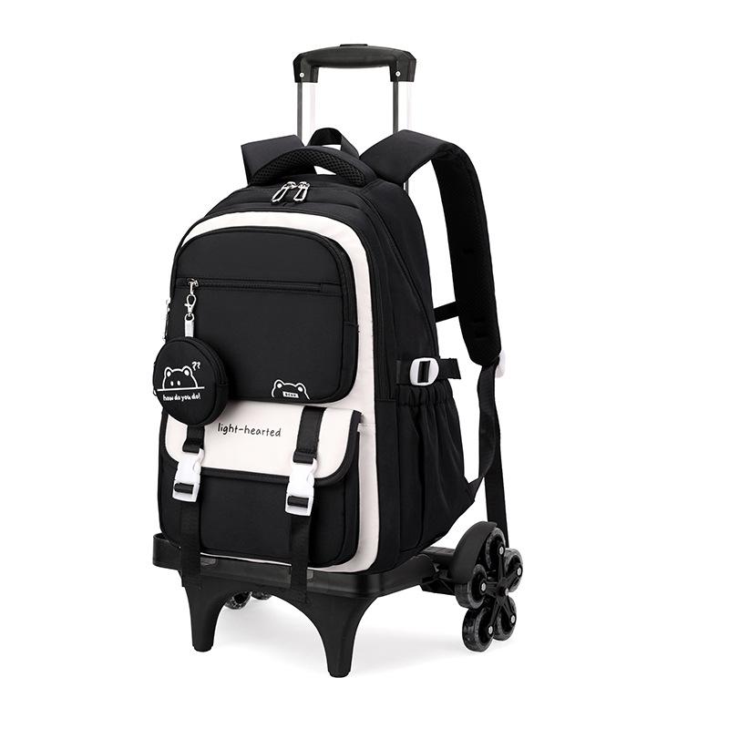 Ortaokul Kızları İçin Doğal Balık Tasarımlı Tekerlekli Sırt Çantası - Geniş Çok Katmanlı Kapasite