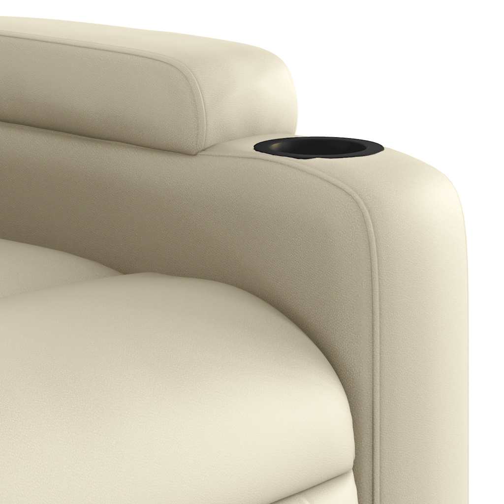 Massage Recliner with Relaxation Function Faux Leather Cream