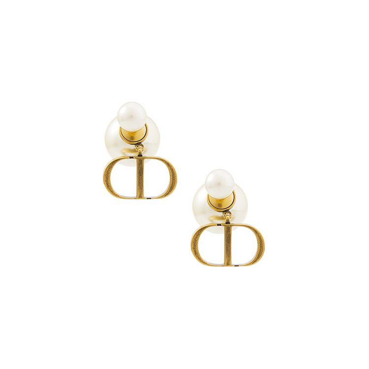 Dior Metal Coated White Resin Earrings Women earrings Gold E1293TRIRS-D908