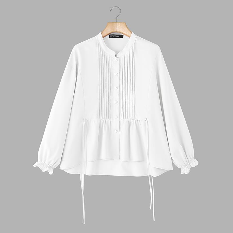 ZANZEA Dámská ležérní halenka s límečkem a dlouhým rukávem