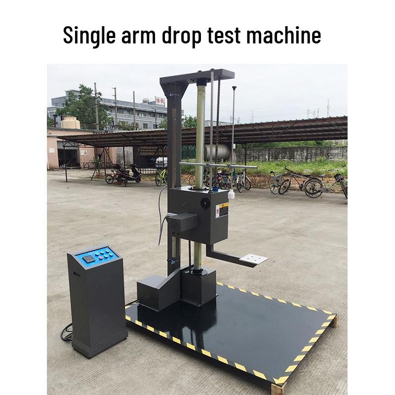 Single-Arm Double-Wing Packaging Drop Tester for Free Fall and Impact Testing On Box Edges, Corners, and Faces