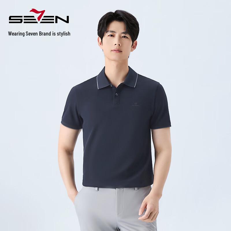 SEVEN Men s Short Sleeve Silk Blend Polo Shirt M