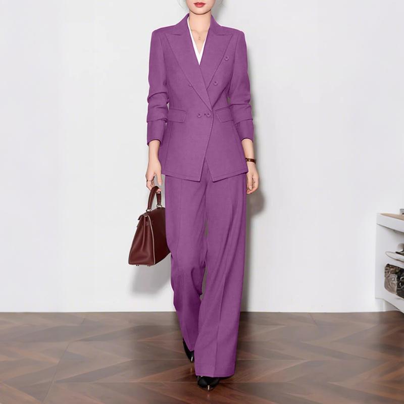 ZANZEA Trajes casuales de dos piezas para mujer con blazer de manga larga y pantalones