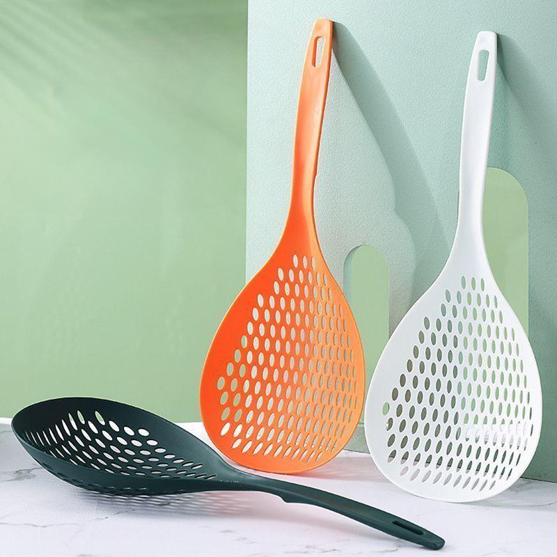 Strainer Scoop Colander Slotted Pasta Spoon Plastic Skimmer Spoon with Handle Food Drain Shovel for Kitchen Cooking