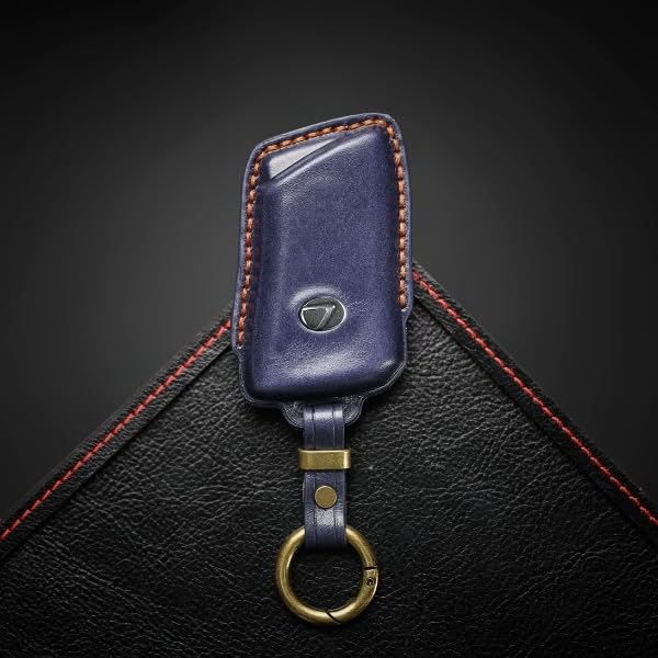 Lexus Key Genuine Premium Smart Key Case [smasol] Cover, LBX, NX, RX, UX, Leather, Design, (3D Luxury/New Key, Navy)
