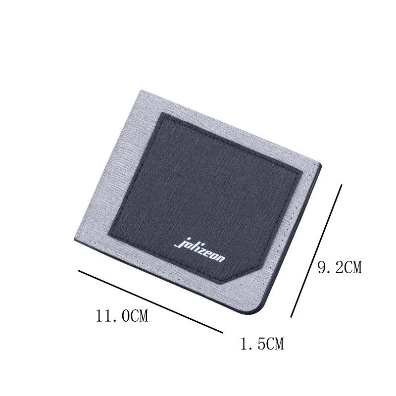 Men's Ultra-Thin Canvas & Leather Short Wallet with Card Holder