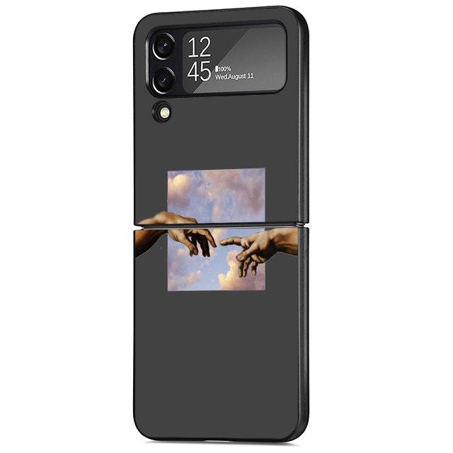 Flowers Heart Cell Case For Samsung Galaxy Z Flip 3 5G 4 Fashion Z Flip3 Luxury Black Hard Back Phone Coque Cover