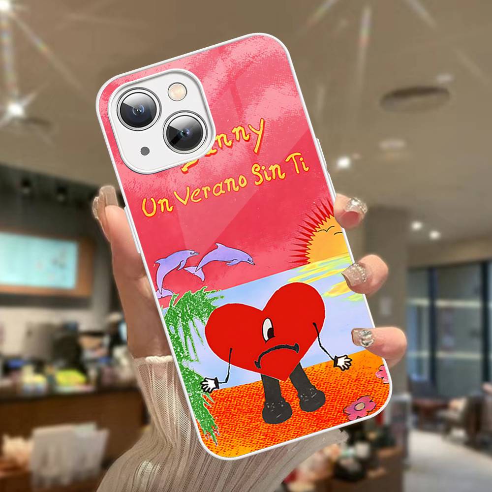 B-Bad Bunny Art For IPhone 14 13 12 Mini 11 Pro XS Max X XR 14 Plus Tempered Glass Cover