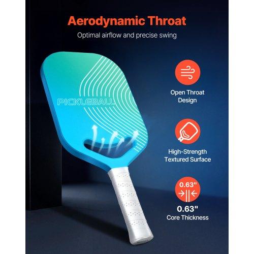 VEVOR Pickleball Paddle with Aero Throat, T700 Carbon Fiber Surface & Honeycomb Core
