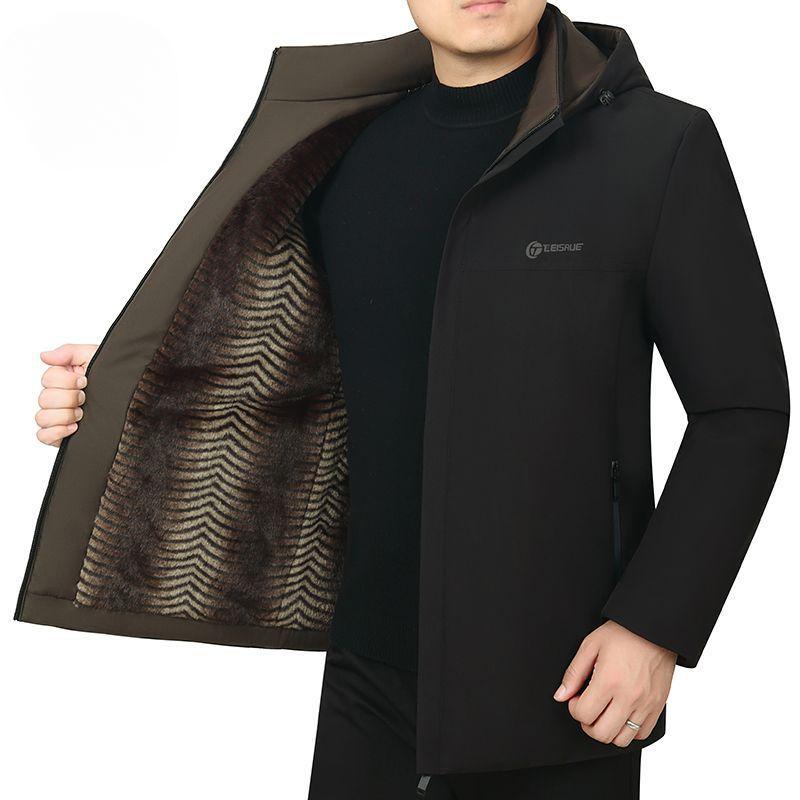 Winter Middle-aged Velvet Thickened Cotton Clothing, Middle-aged and Elderly Warm Daddy Cotton-padded Clothing Men's Pie Jacket