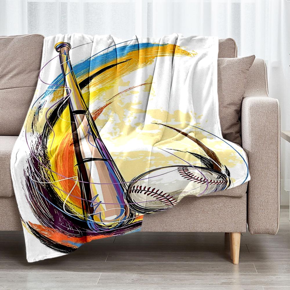 Baseball Theme Printed Blanket - Perfect for Couch, Bed, Travel & Outdoor Use | Machine Washable, Cozy & Durable.