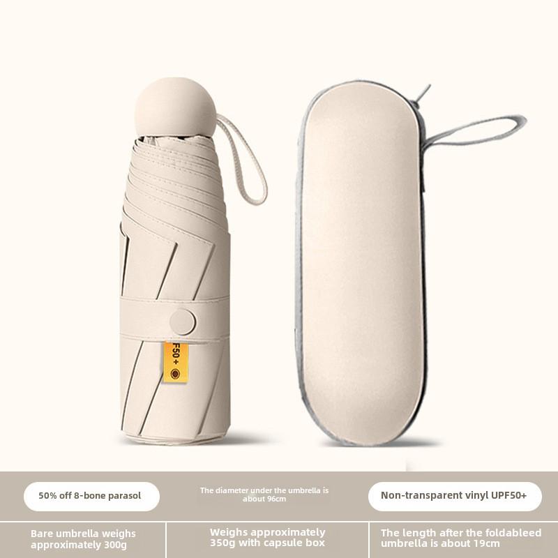 Compact Dual-Use Capsule Umbrella: Portable, Foldable, Lightweight, Sun & Rain Protection