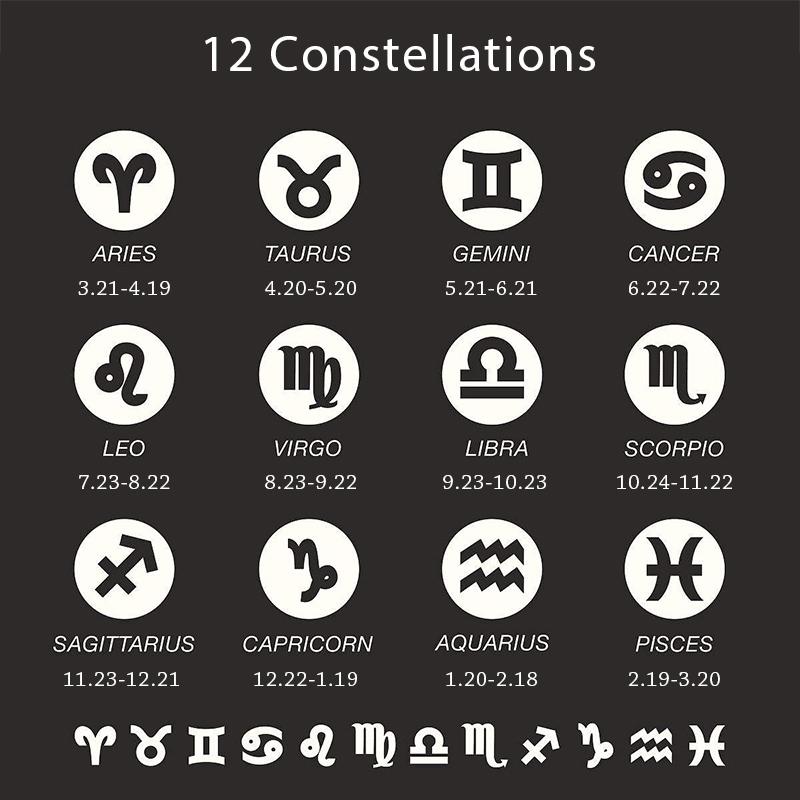 12 Zodiac Sign Constellations Pendant Necklace for Women Men 585 Rose Gold Color Necklace Birthday Gifts