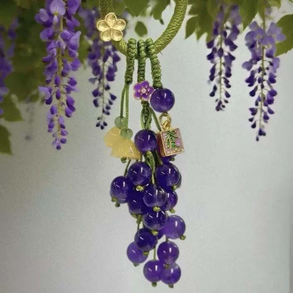 Elegant Crystal Grape Phone Chain Green Gradient Beads Woven Pendant Grape Cluster Pendant  Gifts