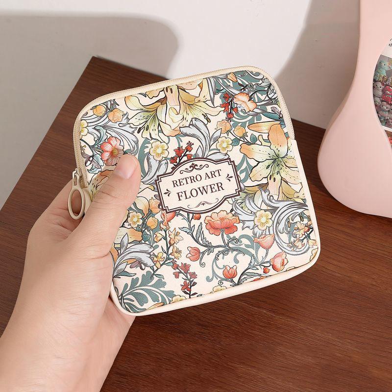1PC Bag Print Floral Durable Large Capacity Premium Cosmetic Cute Bag Portable Makeup Travel 12*12cm