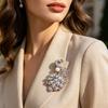 Brooch Pin Anti-Exposure Buckle Peacock Feather Design Pin with Imitation Pearls Cubic Zirconia Suits Coats Sweaters Badge