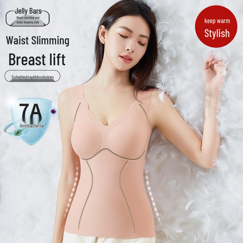 2025 Autumn/Winter Antibacterial High-Elastic V-Neck Shaping Plus-Size Warm Vest