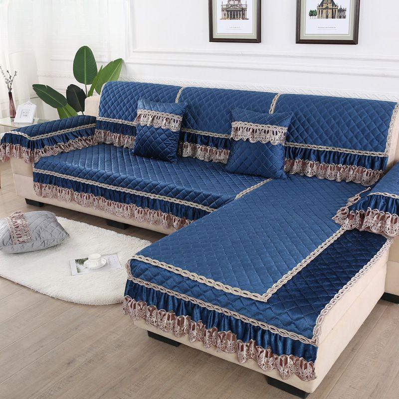 1pcs Fabric Lace Cushion Minimalist All Season Universal Anti Slip Cover Fabric Combination All-in-one Universal Sofa Cover