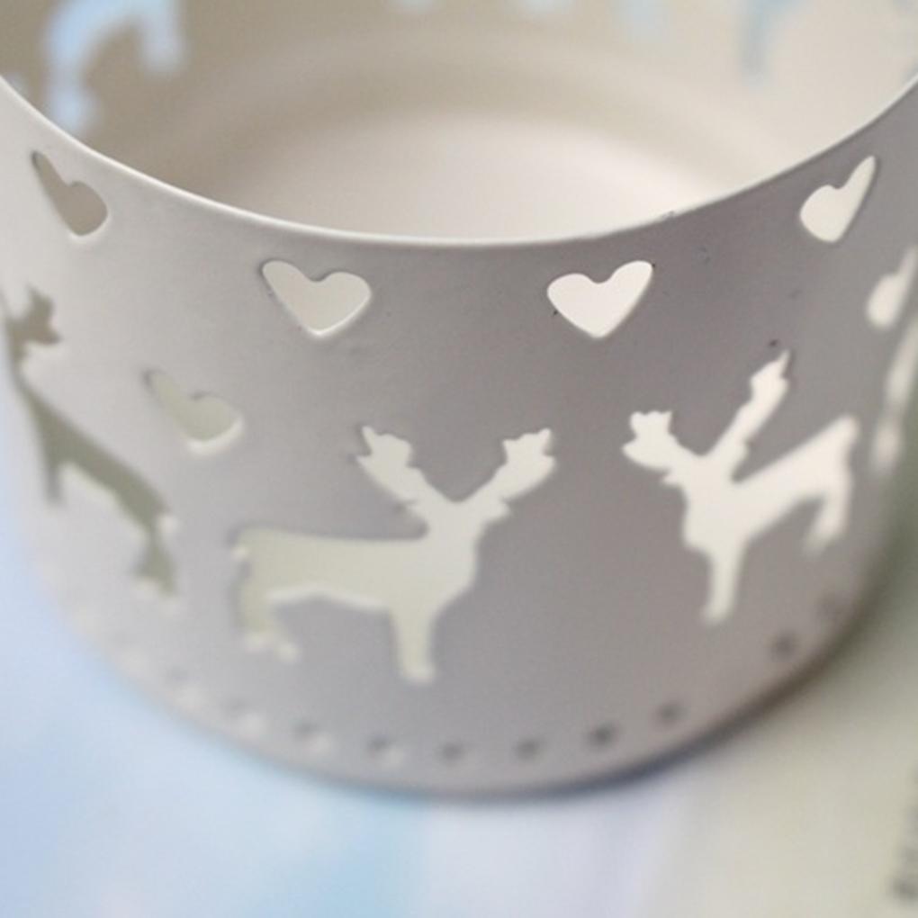 Christmas Iron Hollow Deer Tree Snowflake Candle Holder Candle Stick Home Decor