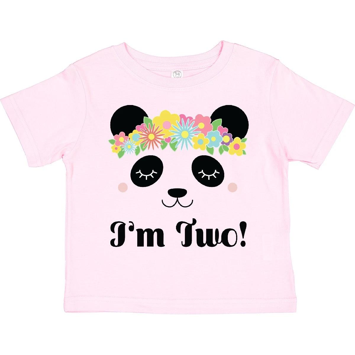 

Inktastic 2nd Birthday Panda Face 2 Year Old Girl Toddler kids boys T-Shirt Two Bear Child 100