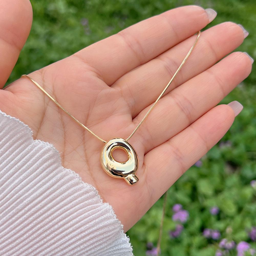 18K Gold Copper-Plated A-Z Balloon Bubble Alphabet Pendant Necklace, 2024 Stylish Glossy Design.