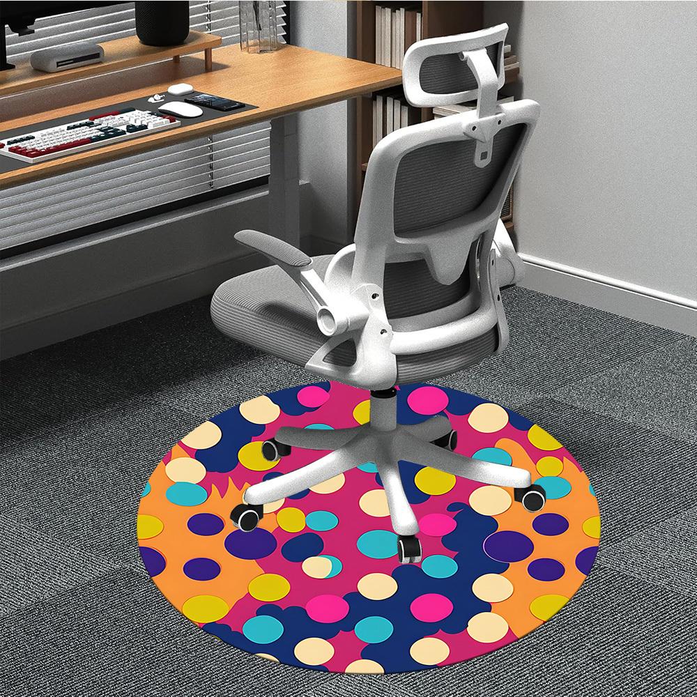 

1pc Colorful Dots Chair Carpet for Office, Non-slip, Soft and Durable Office Rug, Perfect for Office yy260127106 80cm by 80cm
