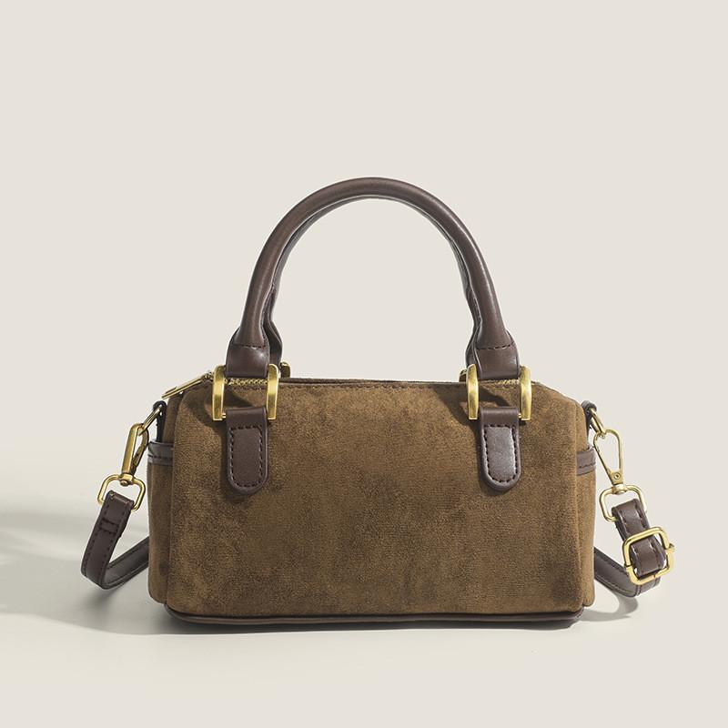 Ielgy Korean Version Retro Suede All-Match One-Shoulder Diagonal Pillow Bag Boston Handbag