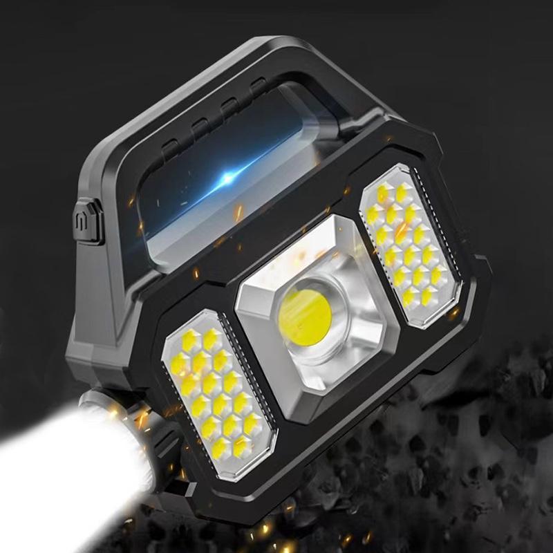 Multifunctional Solar Work Light Searchlight Solar Rechargeable Flashlight Outdoor Six-Gear Mode Night Light  With Power Display