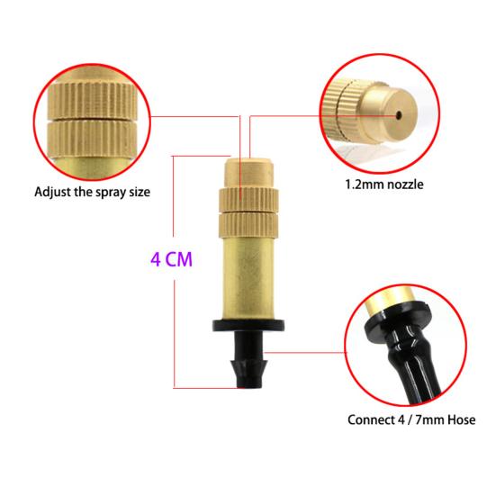 10Pcs/Set Practical Pressure-proof Spray Nozzle Reliable Adjustable Copper Hose Nozzle for Outdoor