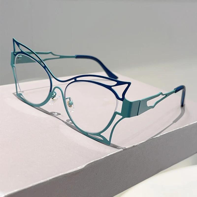 Butterfly Shaped Eyeglasses Women Fashion Hollowed Rim Blue Light Blocking Optical Frames Trendy Stylish Design Glasses