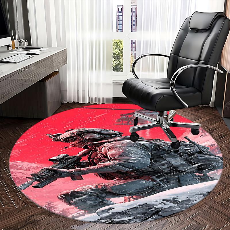 Call of Duty Chair mat Round Rug-Office carpet, Machine Washable, Non-slip, Suitable for Living Rooms, Bedrooms