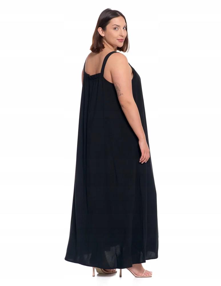 Feminine Long Women's Maxi Summer Dress Loose Fit Viscose MORAJ XL BLACK