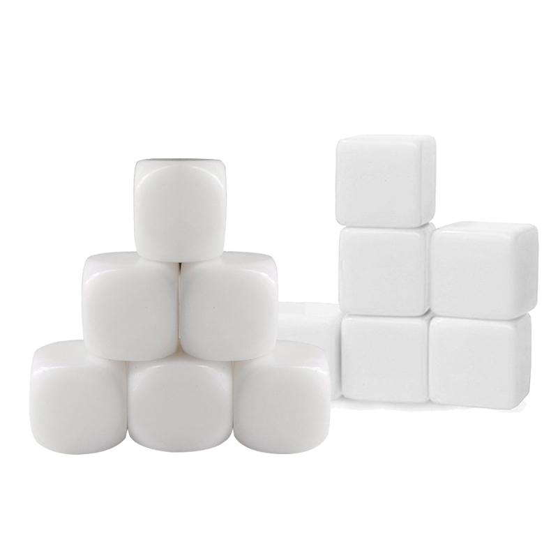6/10pcs 16mm Blank Dice Smooth Acrylic Writable Free DIY Gathering Indoor Desktop Game Props Game Dice Round Square Corners TMZ