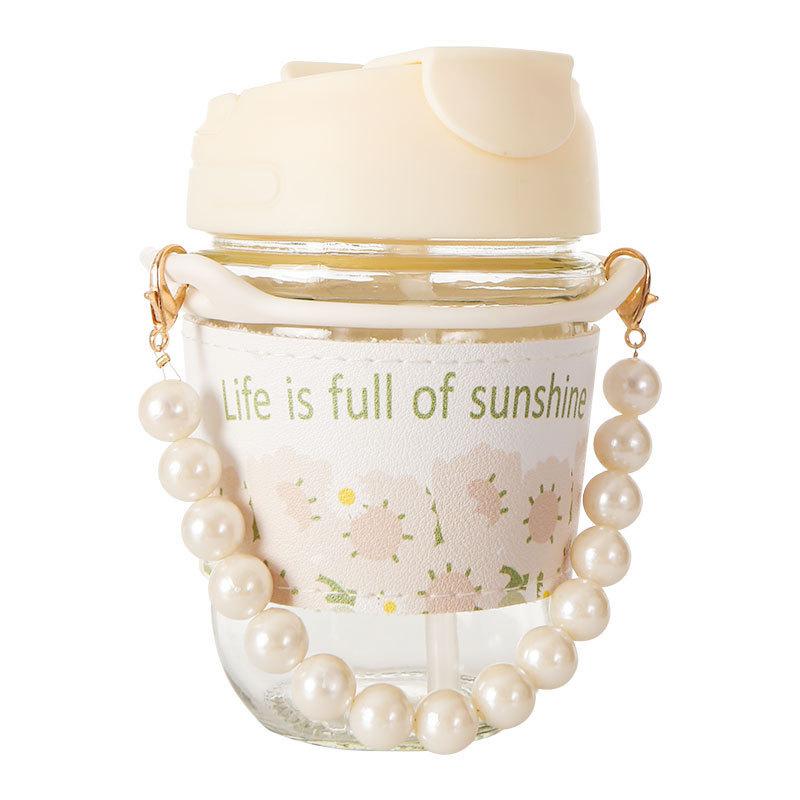 

INS Высокая ценность соломинка двойной напиток тюльпан стеклянная чашка для воды летняя портативная чашка для воды против ожогов