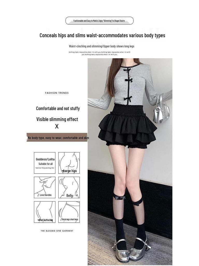 Sweet Girly High Waist Slimming Layered Cake Skirt - Spring/Summer Women's Short Skirt