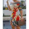 Women Clothing Off-shoulder Print Slim Fit Sexy Maxi Dress