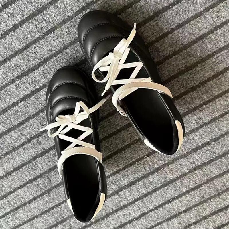 Frühling Herbst Überkreuzte Damen Ballerinas Bequeme Runde Zehen Mary Janes Hohe Absätze Mädchen Slipper Schuhe Zapatoe Tacon Mujer