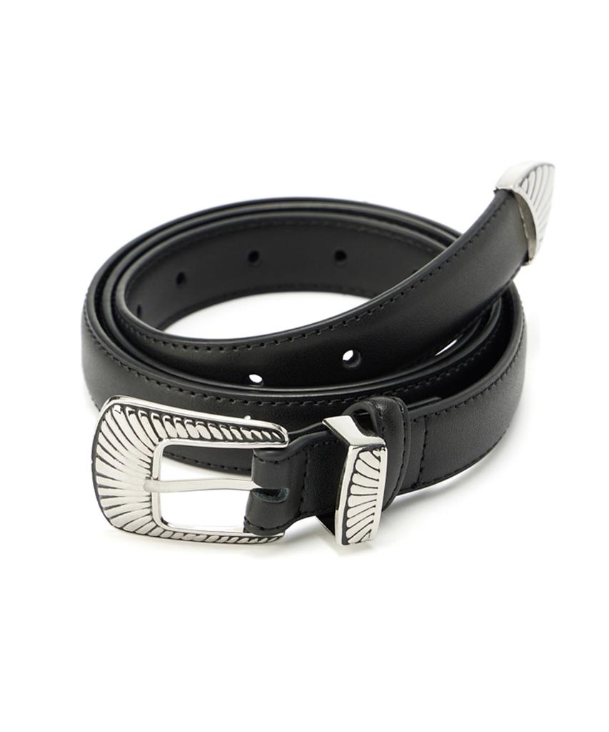 Weseullihyuseuteon Western Buckle Cowhide Leather Belt Black