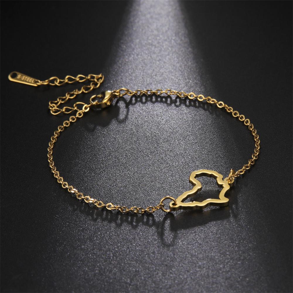 Africa Map Bracelet for Women Girls Gold Color Stainless Steel African Map Charms Link Chain Wrist National Jewelry Gift