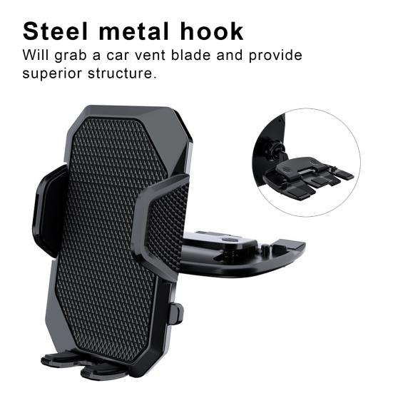 Car Phone Holder Anti-shake Air Vent Blade Cell Phone Mount Retractable Anti-slip 360 Degree Rotation Tightly Clamping Automobile Air Outlet