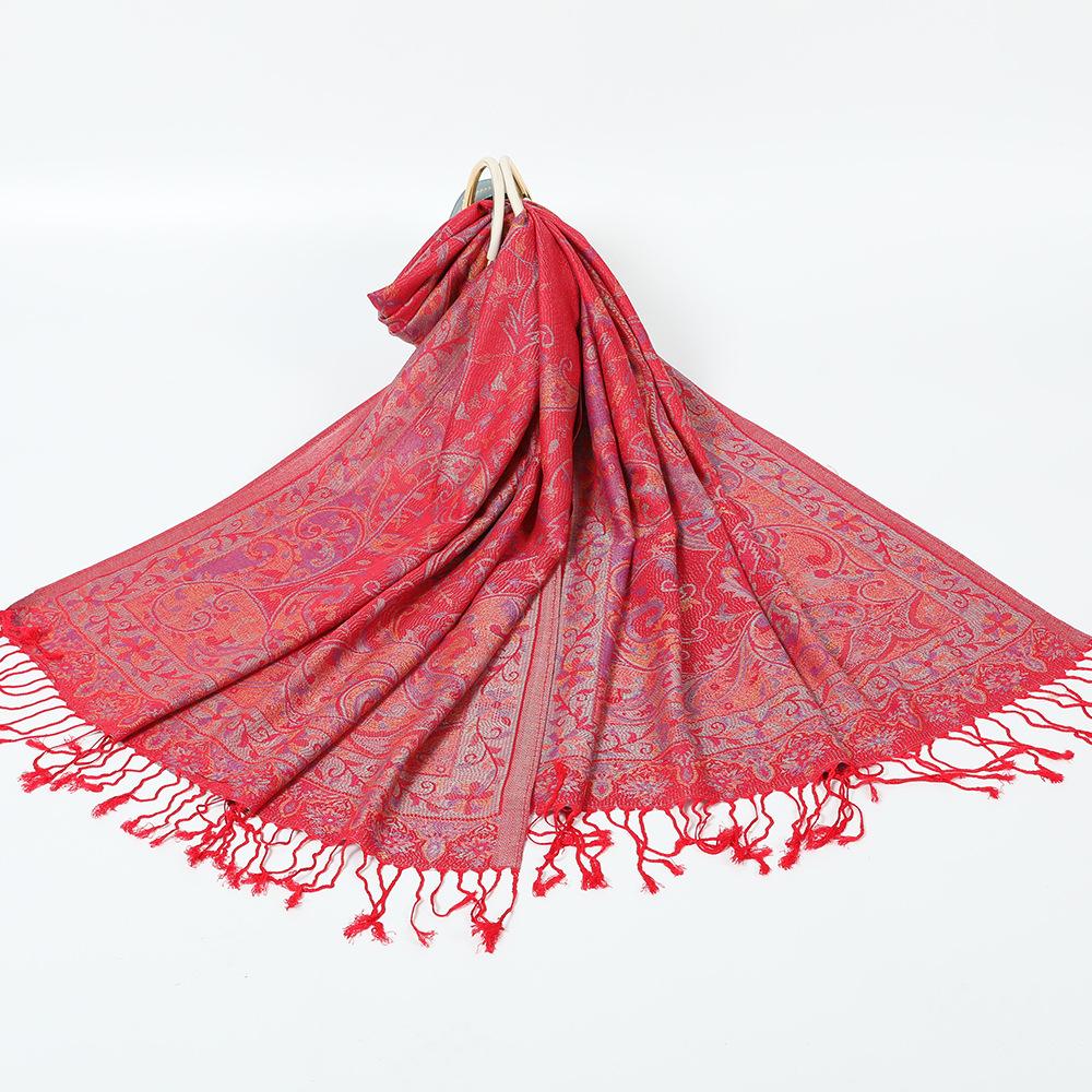 Scarf Jacquard Cashew Fringed Shawl New Spring and Autumn Cotton Women's Long Scarf Headscarf