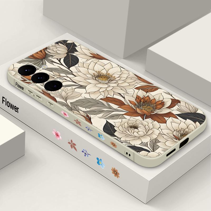 Floral Pattern Case For Samsung Galaxy S26 S25 Ultra S24 S23 S22 Plus S21 FE A15 A16 A17 A35 A36 A54 A55 A56 5G Silicone Cover