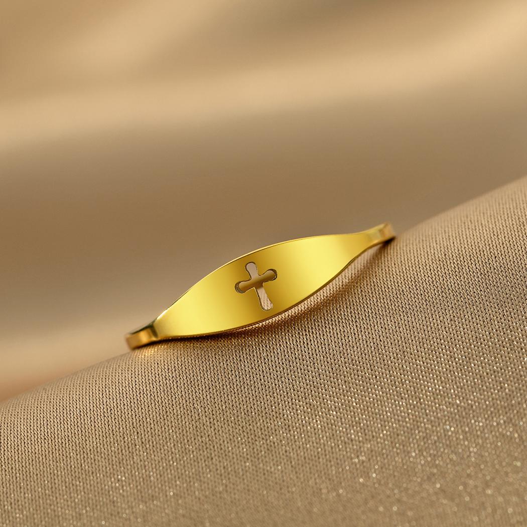 

Kinitial Laser Carved Exquisite Fashion Stainless Steel Ring Otter Ring, Heart Midi Cross Ring Gifts Birthday Commemorative Gift