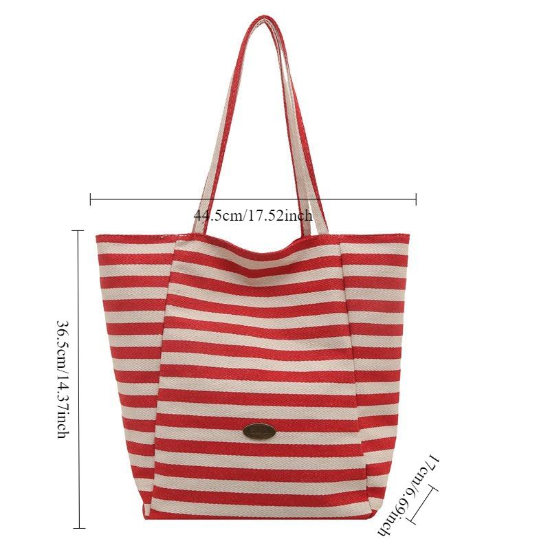 Fashi Striped Cloth Bag, Korean Lazy Style Tote Bag, Student Large Capacity Casual Shoulder Bags for Women