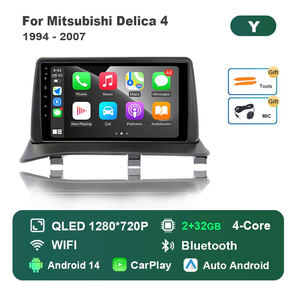 For Mitsubishi Delica 4 1994 - 2007 Car Android 14 Intelligent System DSP Stereo 4G Navi GPS WiFi IPS Touch Screen Bluetooth