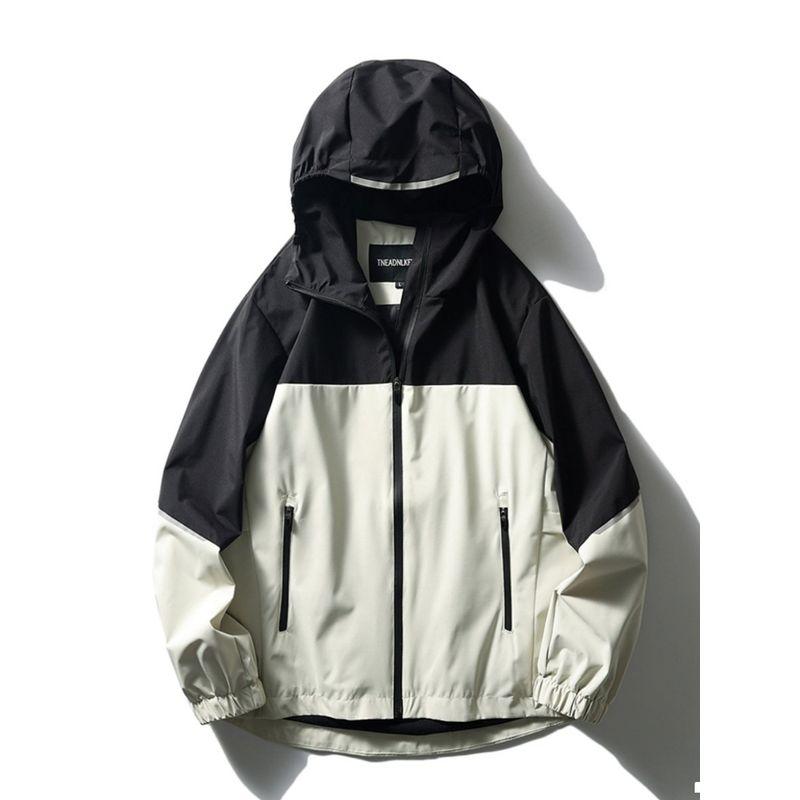 Color-Blocked Windbreaker Jacket for Men, Spring and Autumn Windproof and Waterproof Functional Sports Hooded Windbreaker, Foreign Trade Men's Jacket