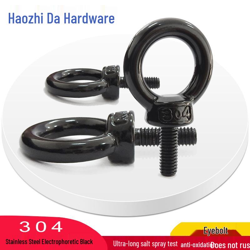 

Electrophoretic Black 304 Stainless Steel Eye Bolt - O-Ring Shaped, M3-M20 Sizes 11mm M4 Eye Bolt
